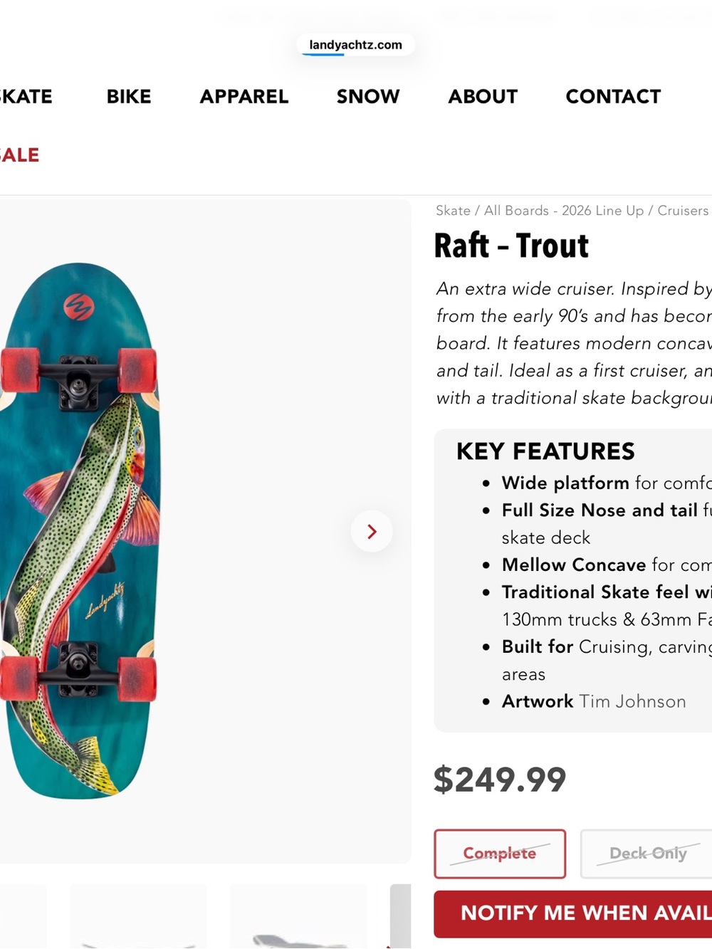 Fish Decor Skateboard Deck in Teal with Red Wheels